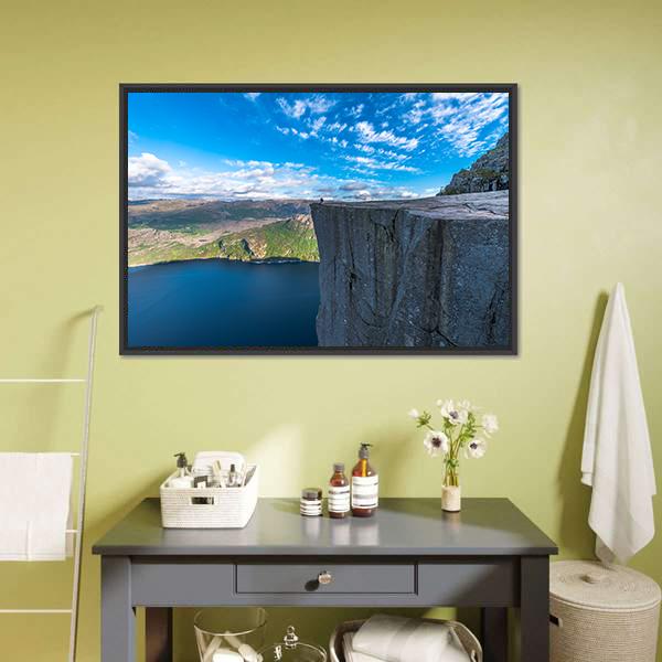 Pulpit Rock Norway Canvas Wall Art-1 Piece-Floating Frame-24" x 16"-Tiaracle