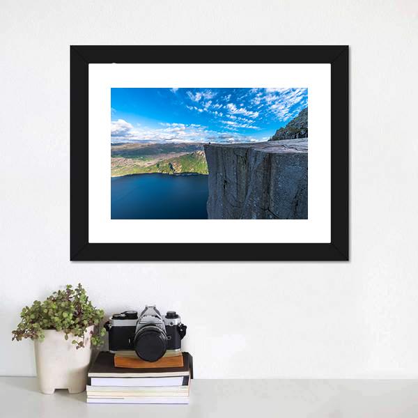 Pulpit Rock Norway Canvas Wall Art-1 Piece-Framed Print-20" x 16"-Tiaracle