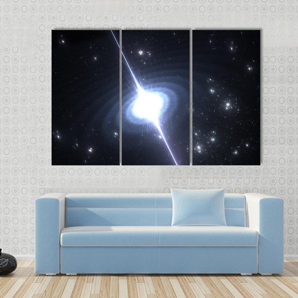 Pulsar Rotating Neutron Star Canvas Wall Art-4 Pop-Gallery Wrap-50" x 32"-Tiaracle