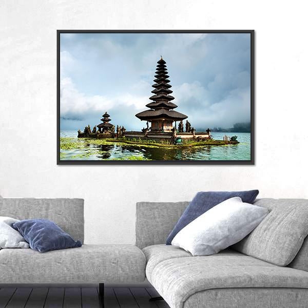 Pura Ulun Danu Bratan Temple In Indonesia Canvas Wall Art-3 Horizontal-Gallery Wrap-25" x 16"-Tiaracle