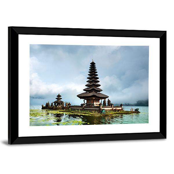 Pura Ulun Danu Bratan Temple In Indonesia Canvas Wall Art-3 Horizontal-Gallery Wrap-25" x 16"-Tiaracle