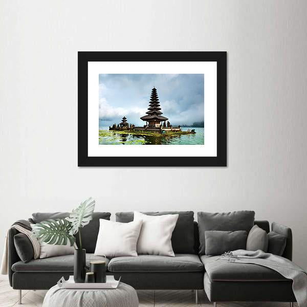 Pura Ulun Danu Bratan Temple In Indonesia Canvas Wall Art-3 Horizontal-Gallery Wrap-25" x 16"-Tiaracle