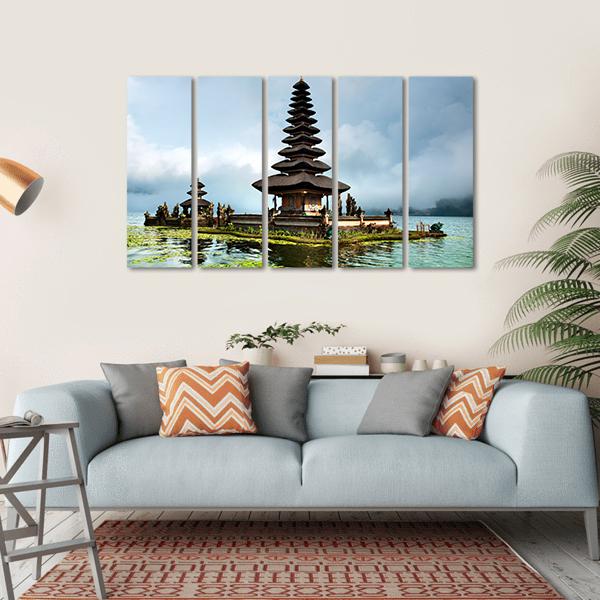 Pura Ulun Danu Bratan Temple In Indonesia Canvas Wall Art-5 Horizontal-Gallery Wrap-22" x 12"-Tiaracle