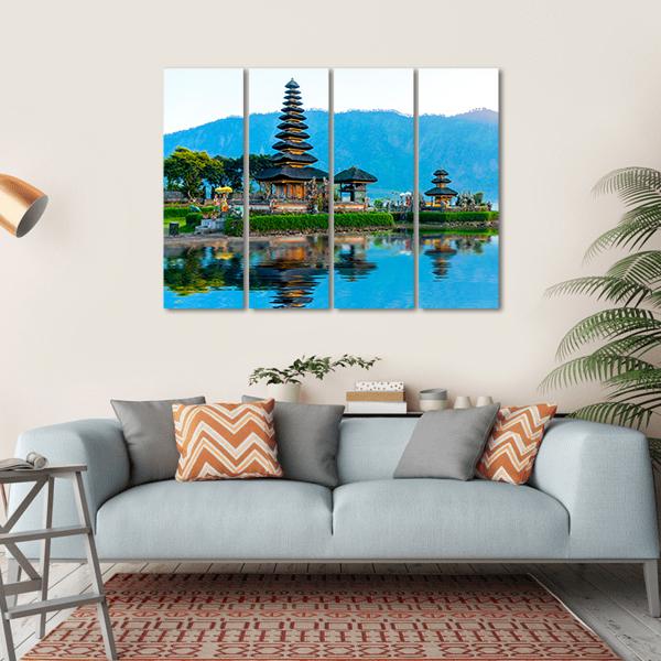 Pura Ulun Danu Temple At Sunrise On Lake Bratan Canvas Wall Art-4 Horizontal-Gallery Wrap-34" x 24"-Tiaracle