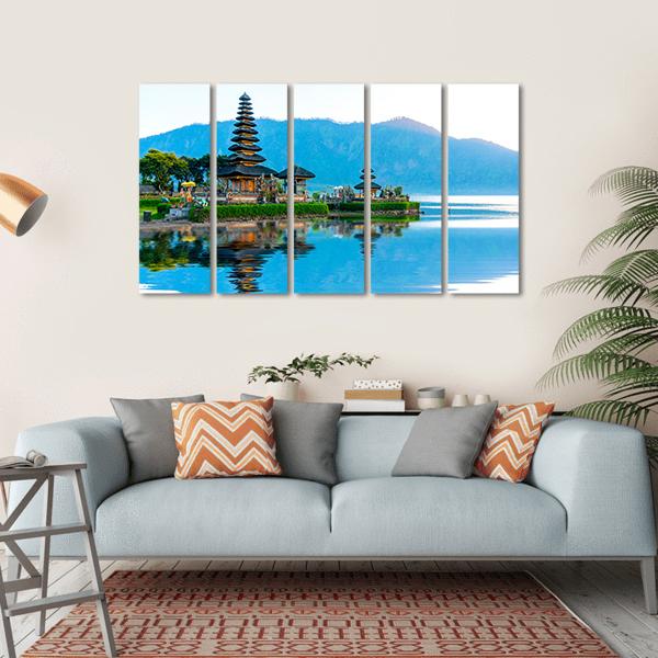 Pura Ulun Danu Temple At Sunrise On Lake Bratan Canvas Wall Art-5 Horizontal-Gallery Wrap-22" x 12"-Tiaracle