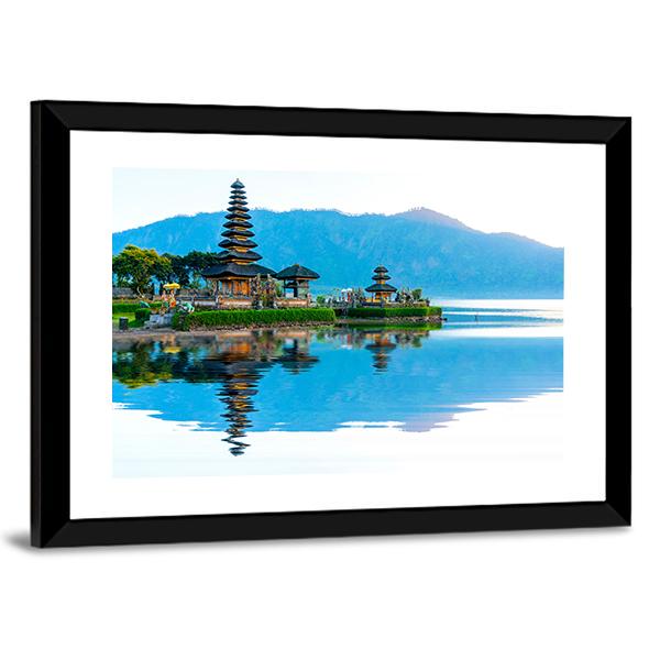 Pura Ulun Danu Temple At Sunrise On Lake Bratan Canvas Wall Art-3 Horizontal-Gallery Wrap-25" x 16"-Tiaracle