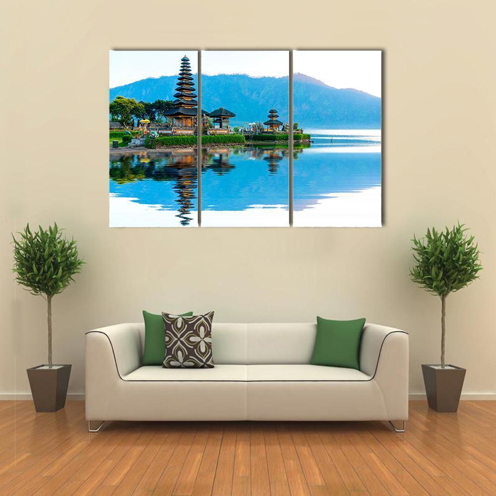 Pura Ulun Danu Temple At Sunrise On Lake Bratan Canvas Wall Art-3 Horizontal-Gallery Wrap-37" x 24"-Tiaracle