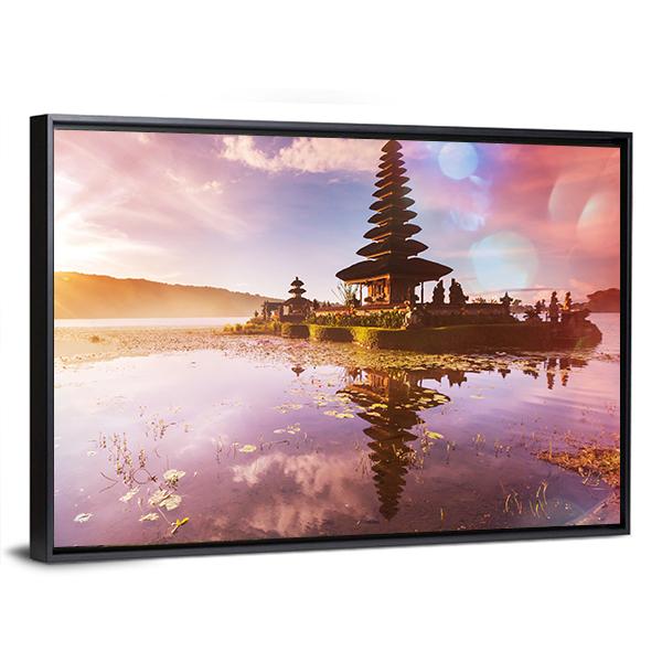 Pura Ulun Danu Temple Bali Canvas Wall Art-3 Horizontal-Gallery Wrap-25" x 16"-Tiaracle