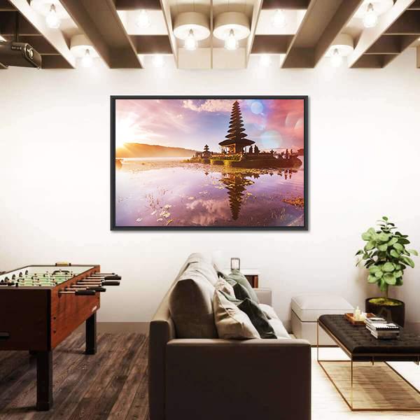 Pura Ulun Danu Temple Bali Canvas Wall Art-3 Horizontal-Gallery Wrap-25" x 16"-Tiaracle