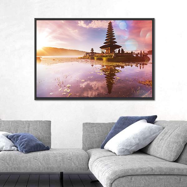 Pura Ulun Danu Temple Bali Canvas Wall Art-3 Horizontal-Gallery Wrap-25" x 16"-Tiaracle