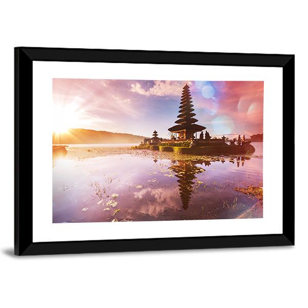 Pura Ulun Danu Temple Bali Canvas Wall Art-3 Horizontal-Gallery Wrap-25" x 16"-Tiaracle