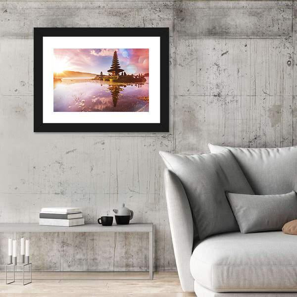 Pura Ulun Danu Temple Bali Canvas Wall Art-3 Horizontal-Gallery Wrap-25" x 16"-Tiaracle