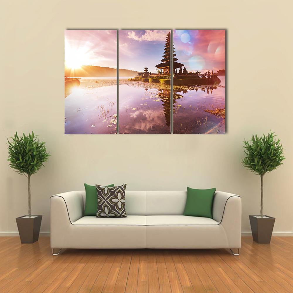 Pura Ulun Danu Temple Bali Canvas Wall Art-3 Horizontal-Gallery Wrap-37" x 24"-Tiaracle