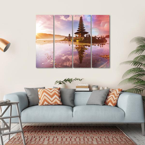 Pura Ulun Danu Temple Bali Canvas Wall Art-4 Horizontal-Gallery Wrap-34" x 24"-Tiaracle