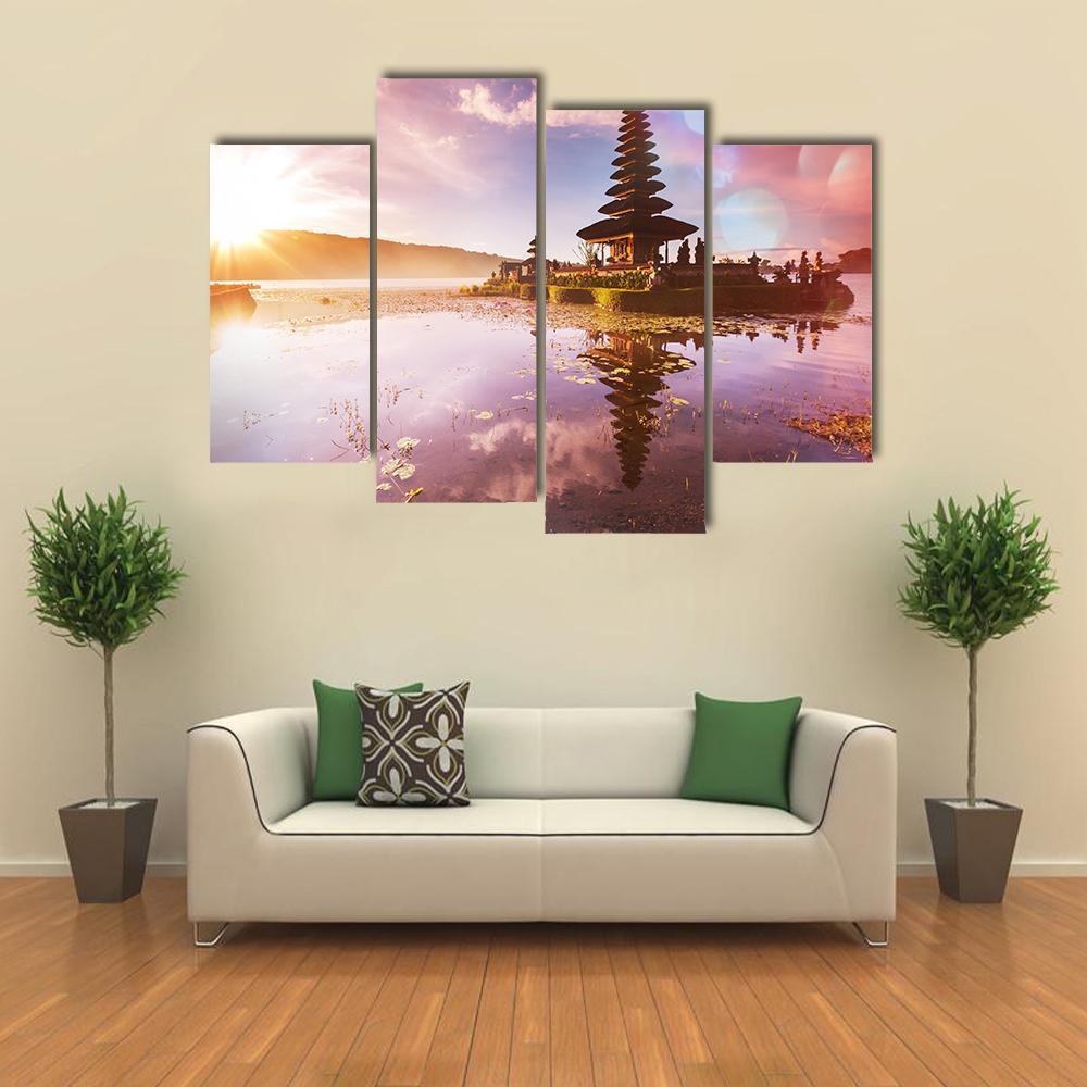 Pura Ulun Danu Temple Bali Canvas Wall Art-4 Pop-Gallery Wrap-50" x 32"-Tiaracle