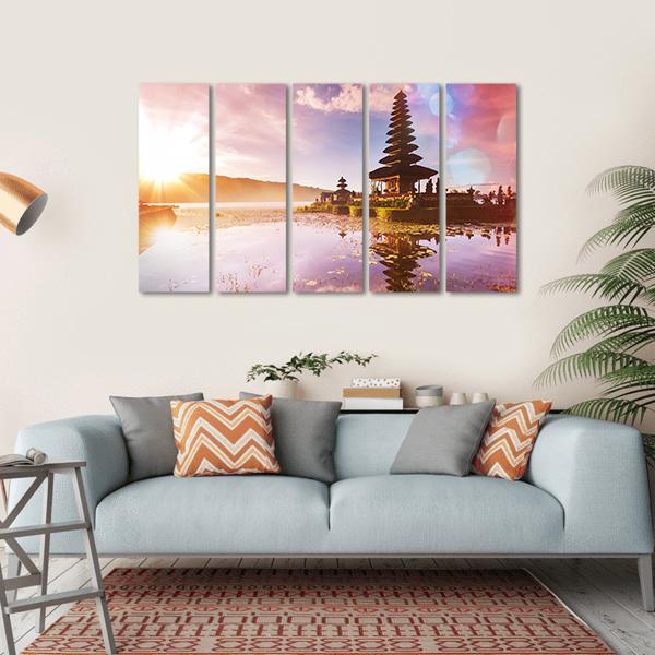 Pura Ulun Danu Temple Bali Canvas Wall Art-5 Horizontal-Gallery Wrap-22" x 12"-Tiaracle