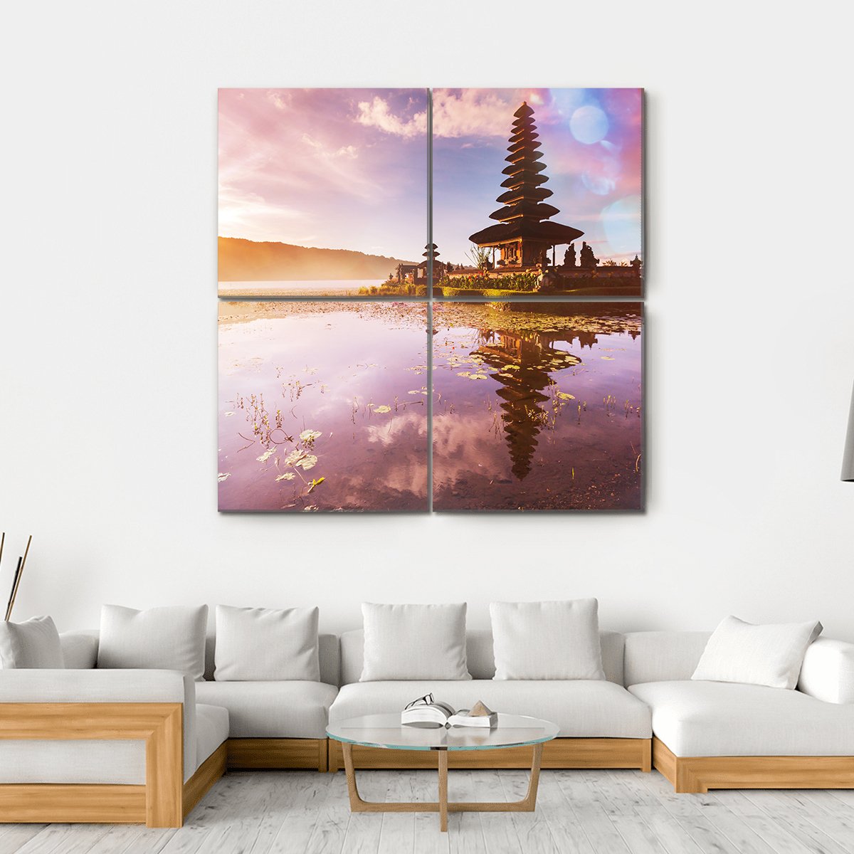 Pura Ulun Danu Temple Bali Canvas Wall Art-5 Horizontal-Gallery Wrap-22" x 12"-Tiaracle