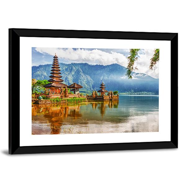 Pura Ulun Danu Temple On A Lake Beratan Panoramic Canvas Wall Art-1 Piece-36" x 12"-Tiaracle