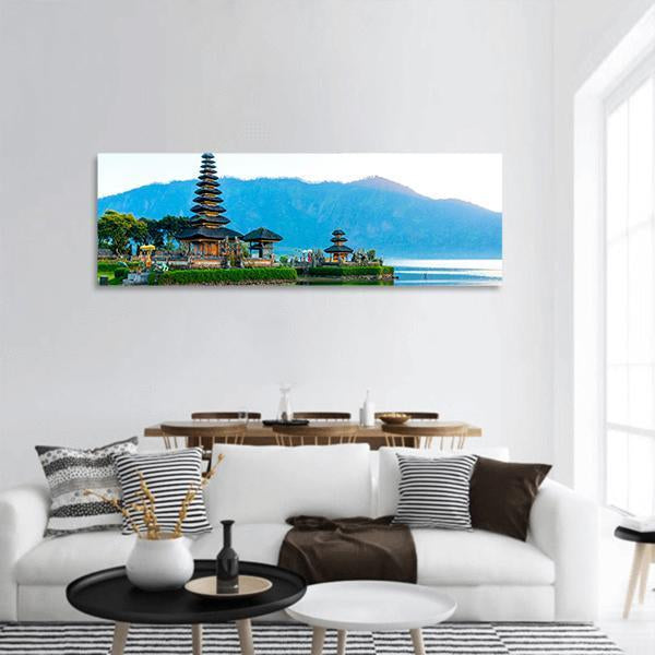 Pura Ulun Danu Temple Panoramic Canvas Wall Art-1 Piece-36" x 12"-Tiaracle