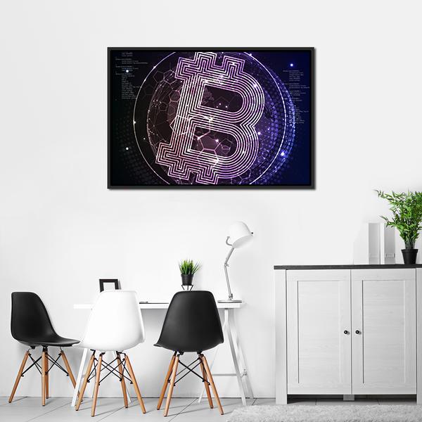 Purple Bitcoin Canvas Wall Art-5 Horizontal-Gallery Wrap-22" x 12"-Tiaracle