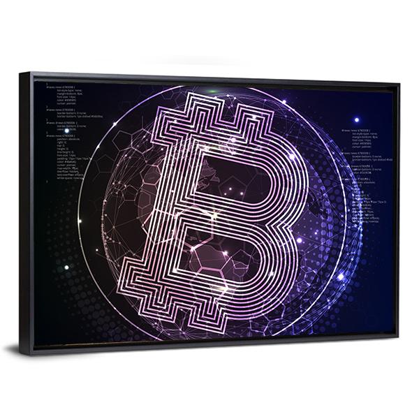 Purple Bitcoin Canvas Wall Art-3 Horizontal-Gallery Wrap-25" x 16"-Tiaracle
