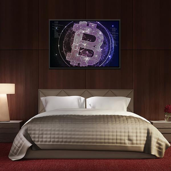 Purple Bitcoin Canvas Wall Art-3 Horizontal-Gallery Wrap-25" x 16"-Tiaracle