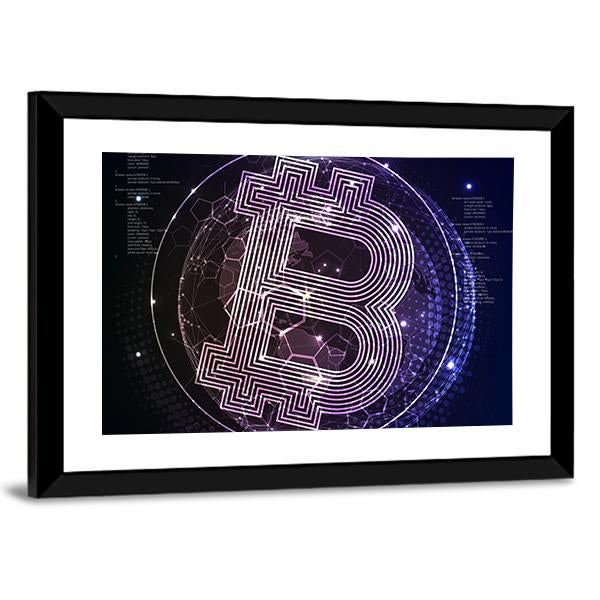 Purple Bitcoin Vertical Canvas Wall Art-3 Vertical-Gallery Wrap-12" x 25"-Tiaracle