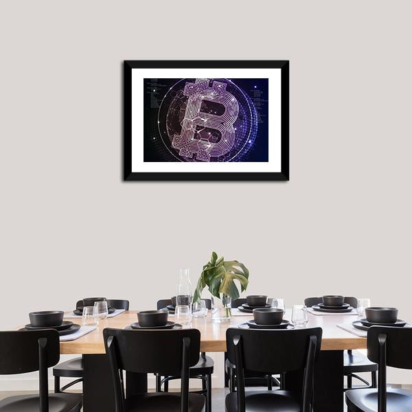 Purple Bitcoin Vertical Canvas Wall Art-3 Vertical-Gallery Wrap-12" x 25"-Tiaracle