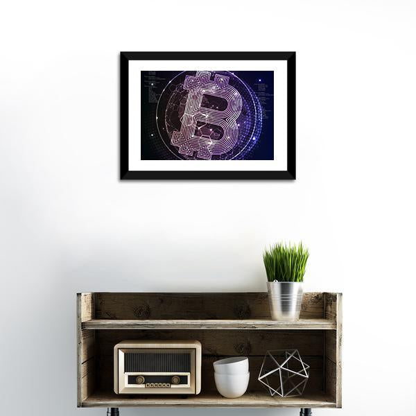 Purple Bitcoin Vertical Canvas Wall Art-3 Vertical-Gallery Wrap-12" x 25"-Tiaracle