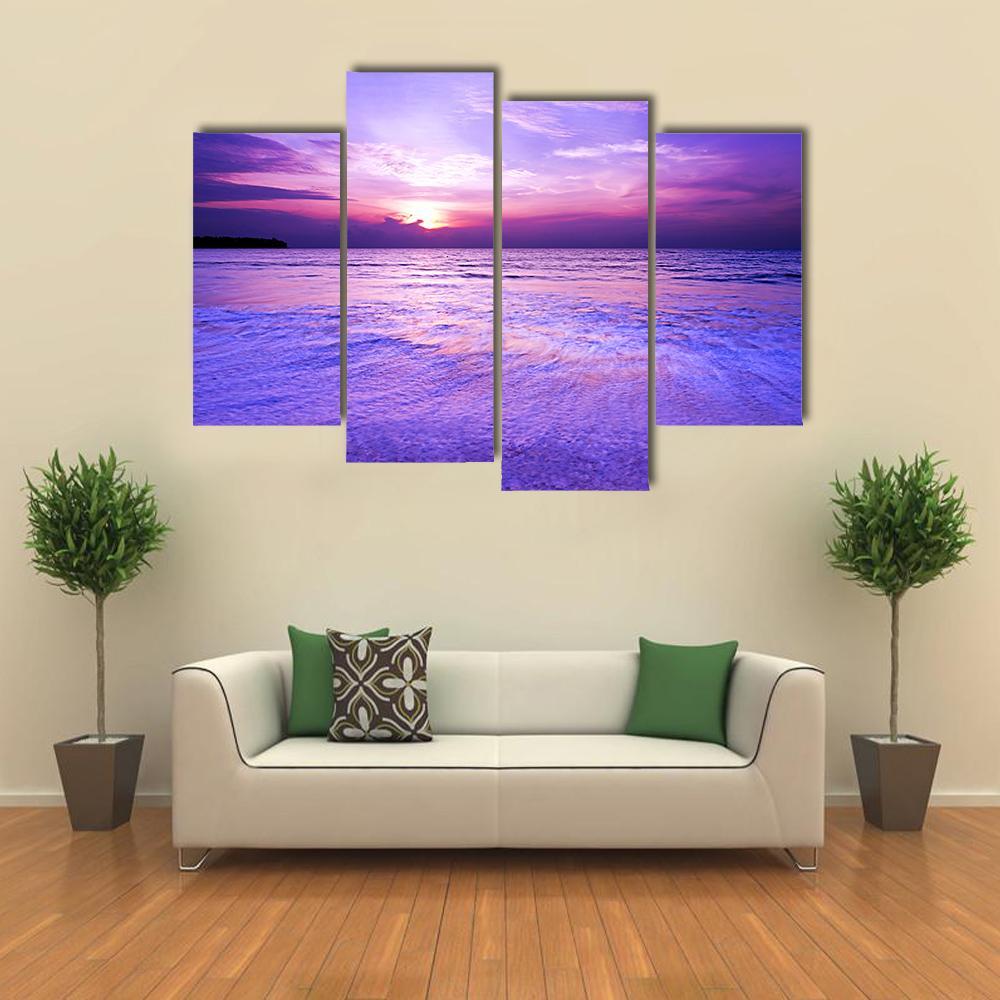 Purple Blurred Wave Motion Canvas Wall Art-4 Pop-Gallery Wrap-50" x 32"-Tiaracle