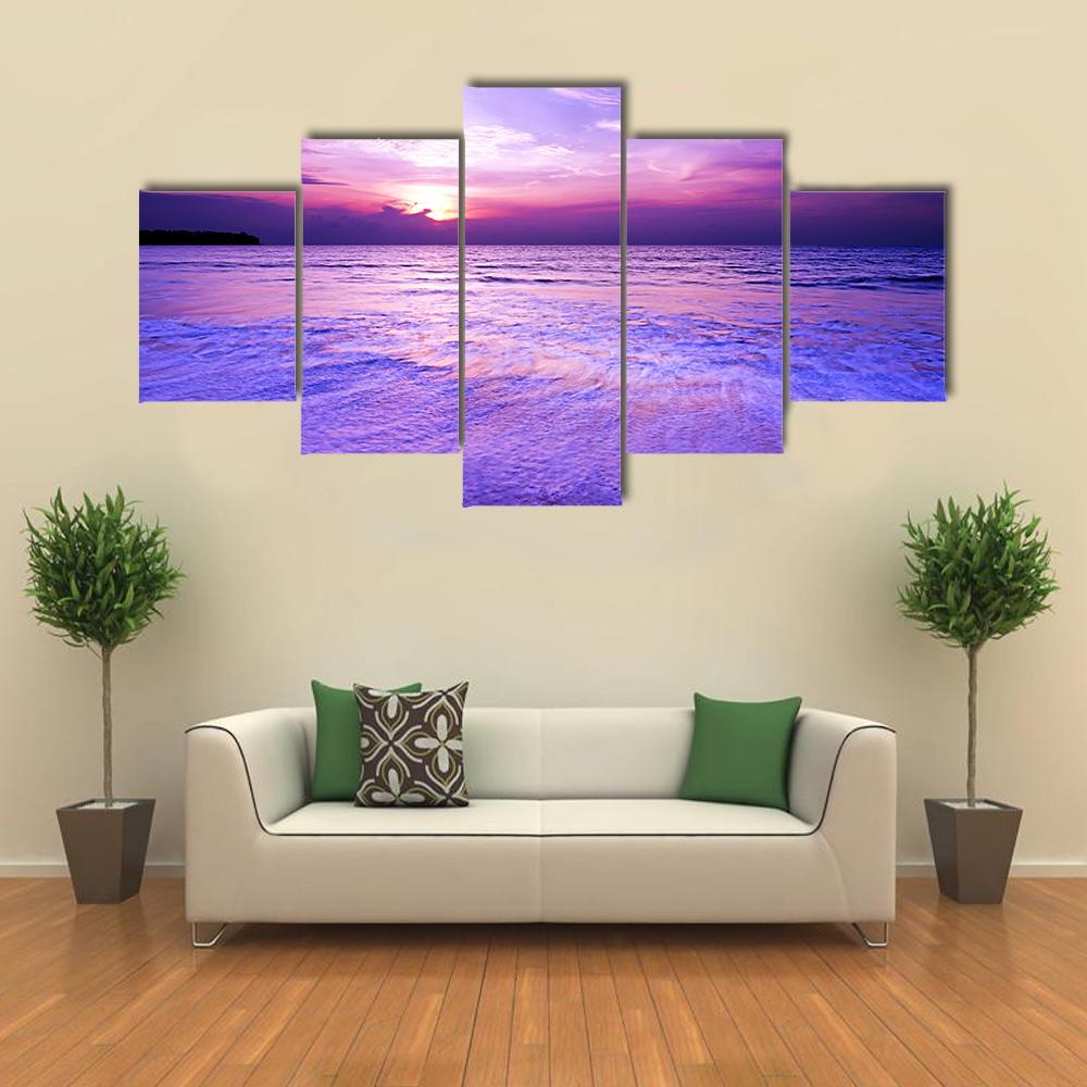 Purple Blurred Wave Motion Canvas Wall Art-5 Star-Gallery Wrap-62" x 32"-Tiaracle