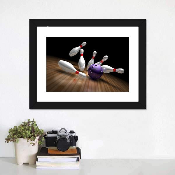 Purple Bowling Ball Canvas Wall Art-1 Piece-Framed Print-20&quot; x 16&quot;-Tiaracle