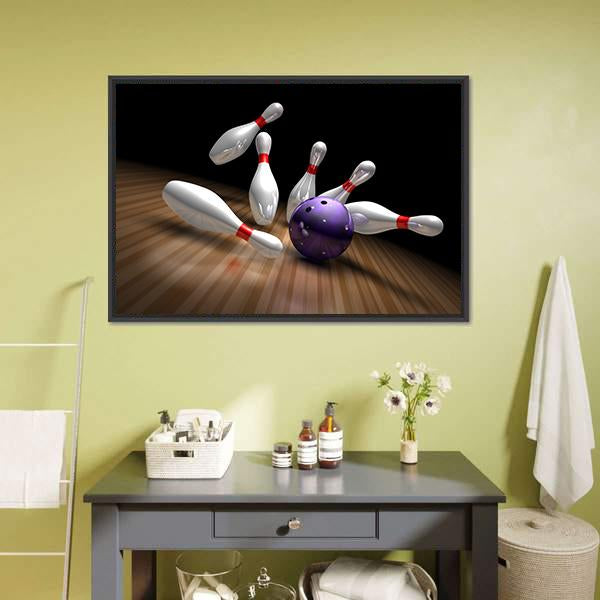 Purple Bowling Ball Canvas Wall Art-5 Horizontal-Gallery Wrap-22&quot; x 12&quot;-Tiaracle