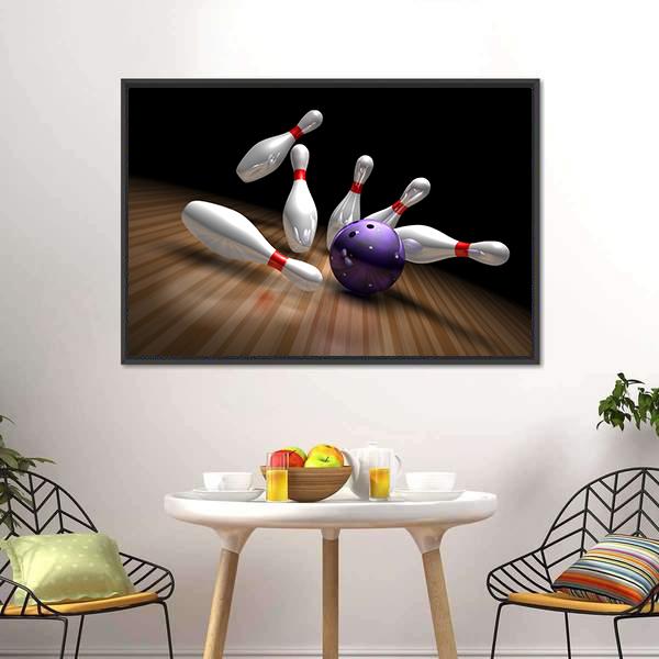 Purple Bowling Ball Canvas Wall Art-5 Horizontal-Gallery Wrap-22&quot; x 12&quot;-Tiaracle