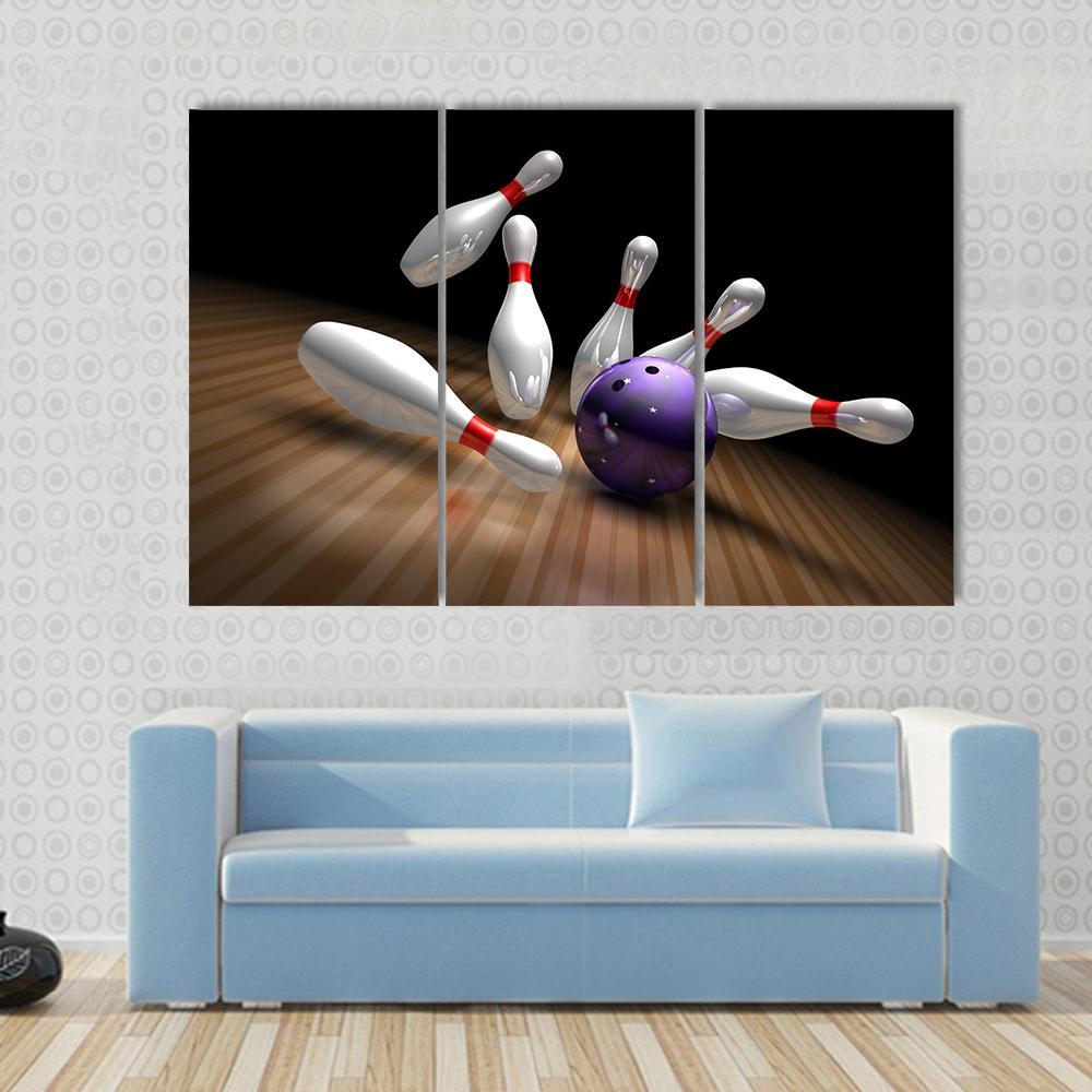 Purple Bowling Ball Canvas Wall Art-3 Horizontal-Gallery Wrap-37&quot; x 24&quot;-Tiaracle