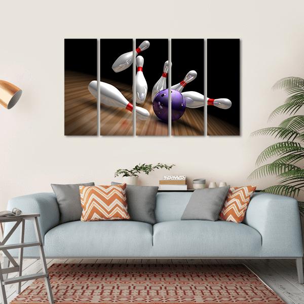 Purple Bowling Ball Canvas Wall Art-5 Horizontal-Gallery Wrap-22&quot; x 12&quot;-Tiaracle