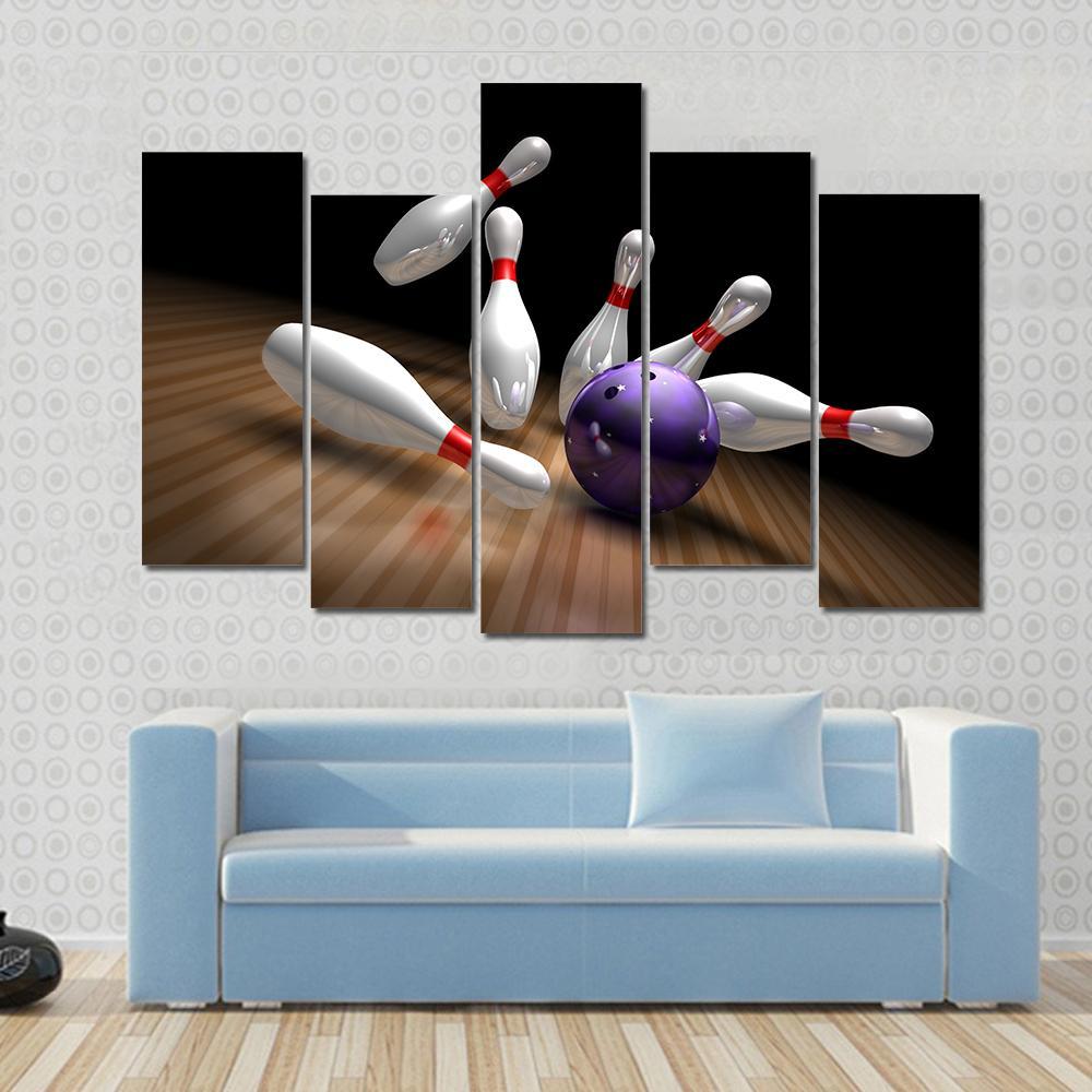Purple Bowling Ball Canvas Wall Art-5 Pop-Gallery Wrap-47&quot; x 32&quot;-Tiaracle
