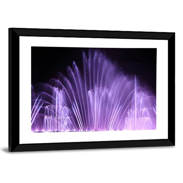 Purple Dancing Fountains Canvas Wall Art-5 Horizontal-Gallery Wrap-22" x 12"-Tiaracle