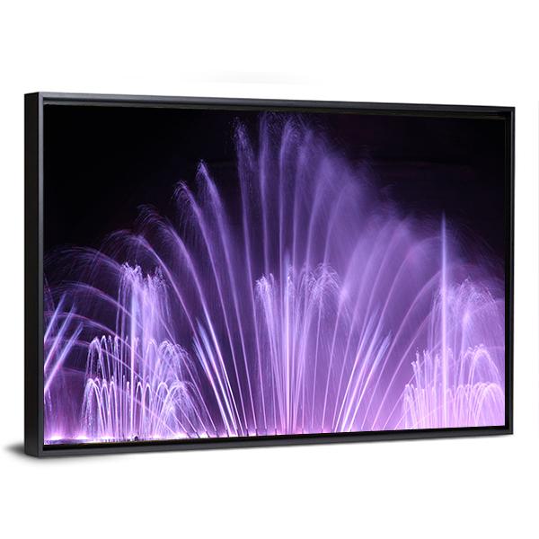Purple Dancing Fountains Canvas Wall Art-5 Horizontal-Gallery Wrap-22" x 12"-Tiaracle