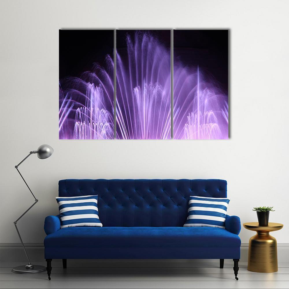 Purple Dancing Fountains Canvas Wall Art-5 Pop-Gallery Wrap-47" x 32"-Tiaracle