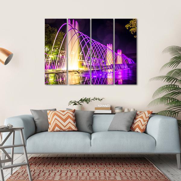 Purple Fountains Canvas Wall Art-4 Horizontal-Gallery Wrap-34" x 24"-Tiaracle
