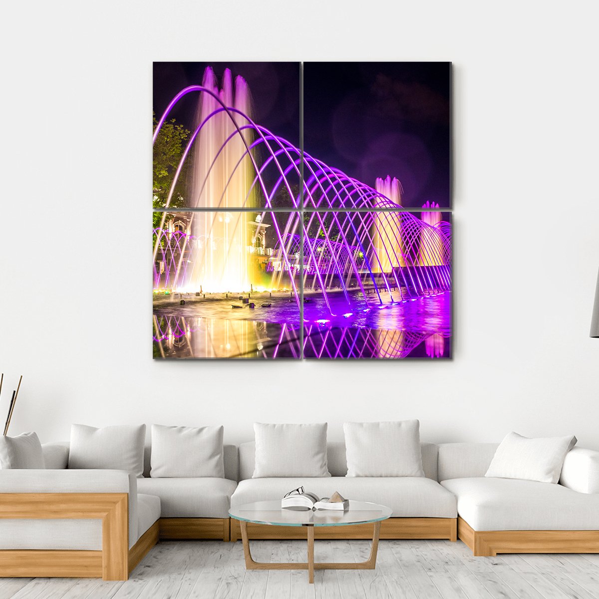 Purple Fountains Canvas Wall Art-4 Square-Gallery Wrap-17" x 17"-Tiaracle