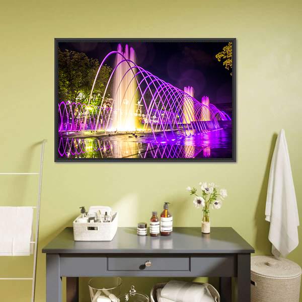 Purple Fountains Canvas Wall Art-5 Horizontal-Gallery Wrap-22" x 12"-Tiaracle