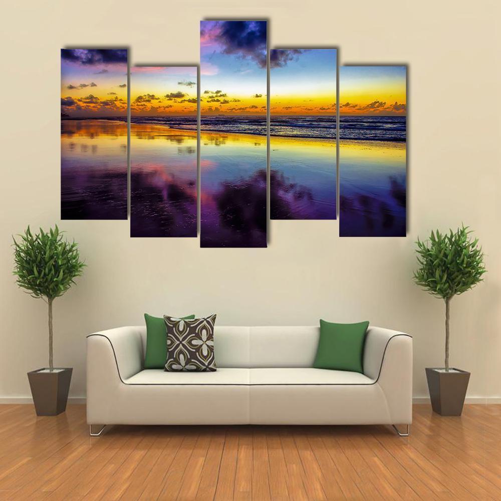 Purple Twilight On Porto de Galinhas In Brazil Canvas Wall Art-5 Pop-Gallery Wrap-47" x 32"-Tiaracle