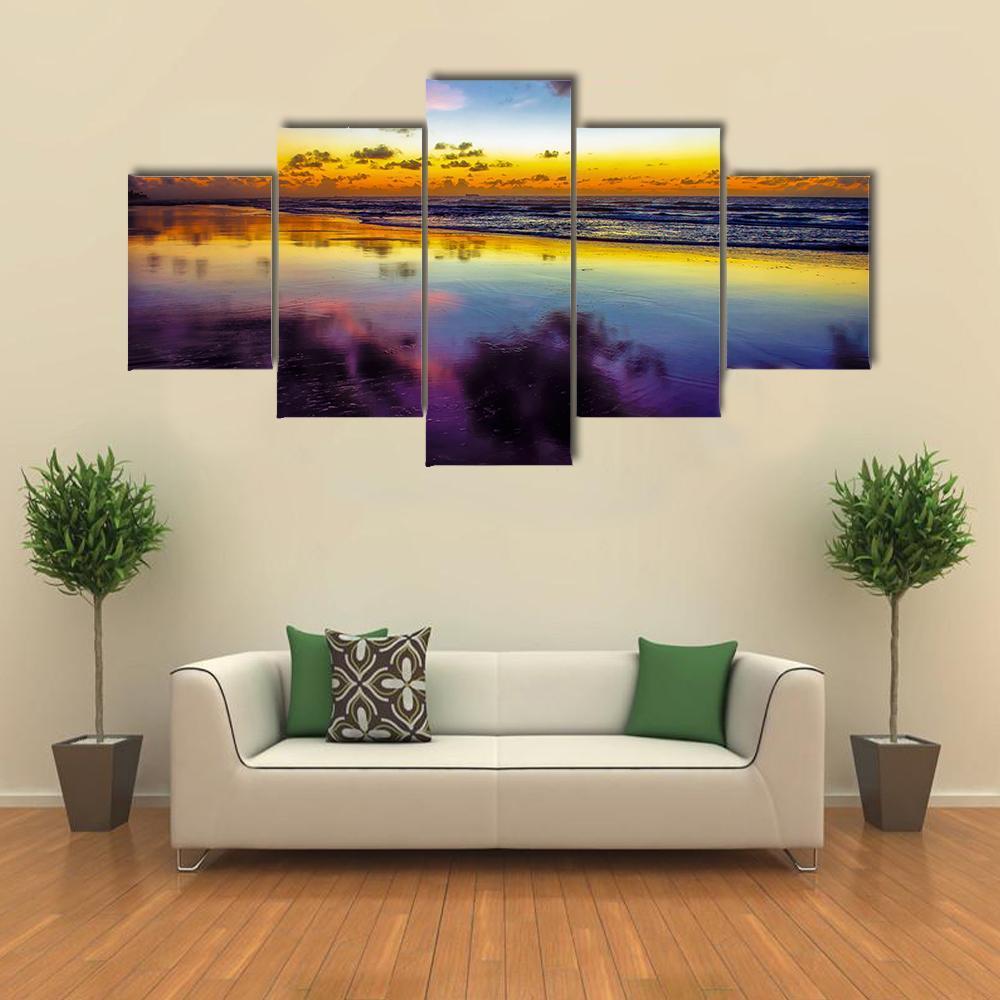 Purple Twilight On Porto de Galinhas In Brazil Canvas Wall Art-5 Star-Gallery Wrap-62" x 32"-Tiaracle