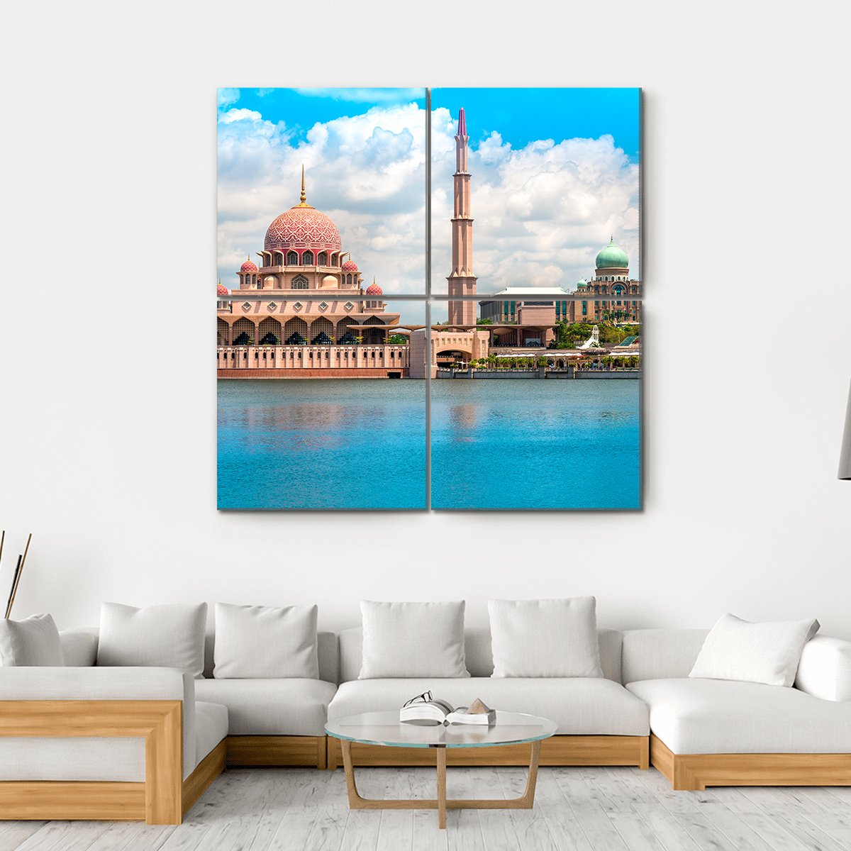 Putra Mosque In Kuala Lumpur Canvas Wall Art-4 Square-Gallery Wrap-17" x 17"-Tiaracle