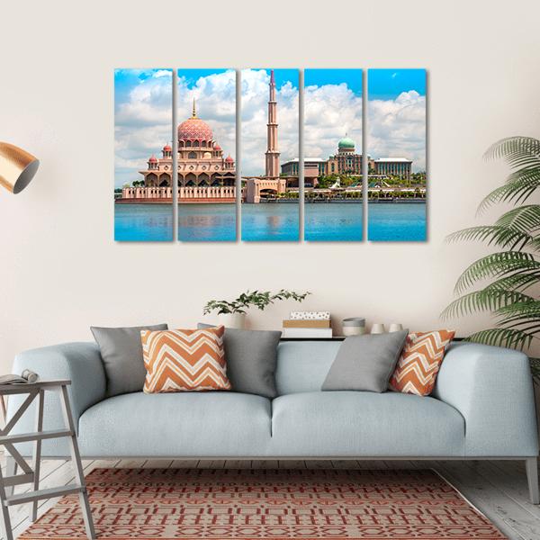 Putra Mosque In Kuala Lumpur Canvas Wall Art-5 Horizontal-Gallery Wrap-22" x 12"-Tiaracle