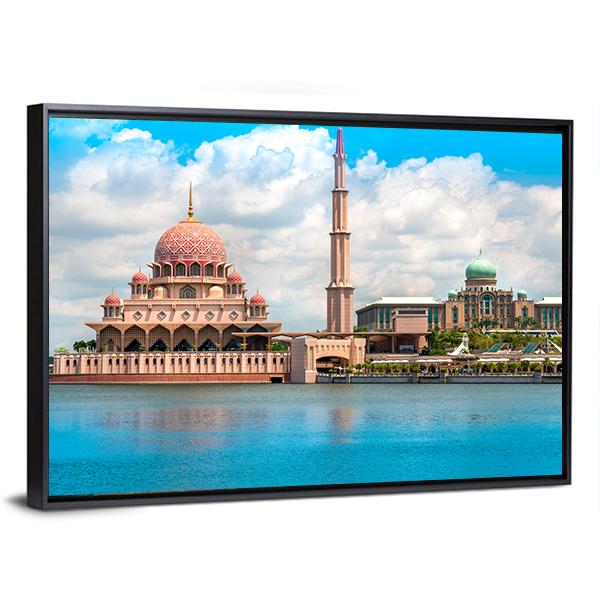 Putra Mosque In Kuala Lumpur Canvas Wall Art-3 Horizontal-Gallery Wrap-25" x 16"-Tiaracle