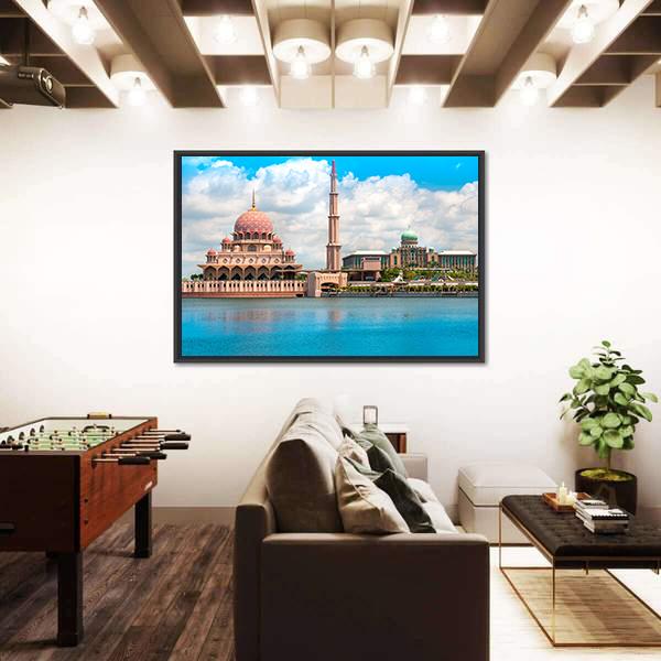 Putra Mosque In Kuala Lumpur Canvas Wall Art-3 Horizontal-Gallery Wrap-25" x 16"-Tiaracle