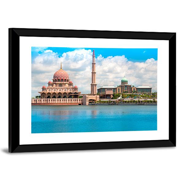 Putra Mosque In Kuala Lumpur Canvas Wall Art-3 Horizontal-Gallery Wrap-25" x 16"-Tiaracle